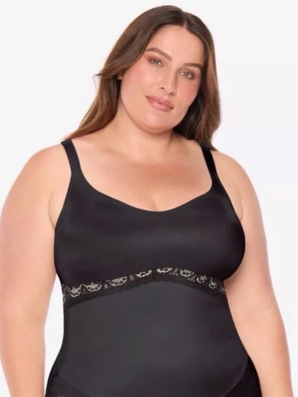 Ruby Ribbon 3024 Full Support Shaping Cami Black Lace Adjustable Strap Size 34